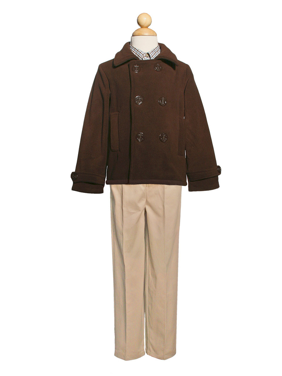 Boys Brown Cotton Smart Pants